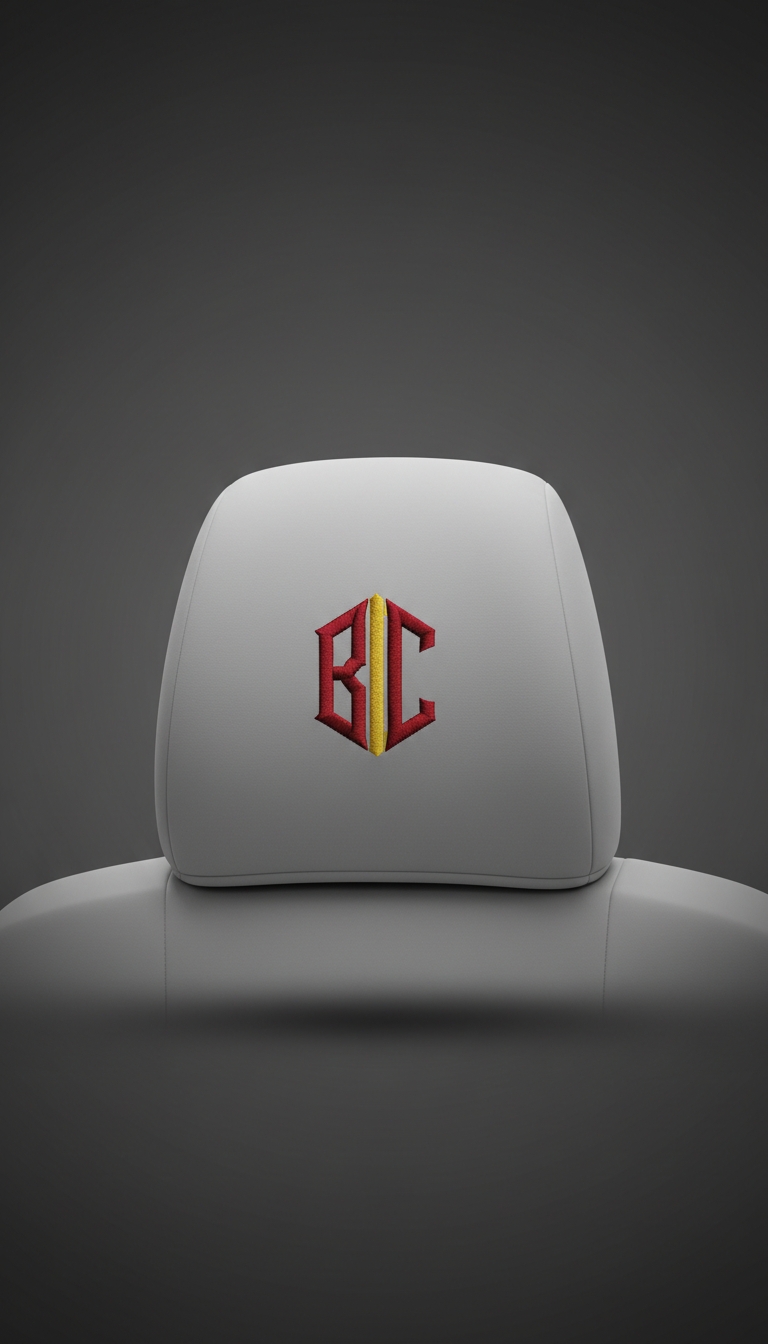 Soft pearl headrest cover with custom monogram embroidery