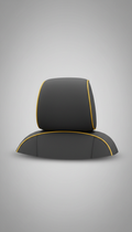 Graphite silver soft-touch headrest cover with gold piping
