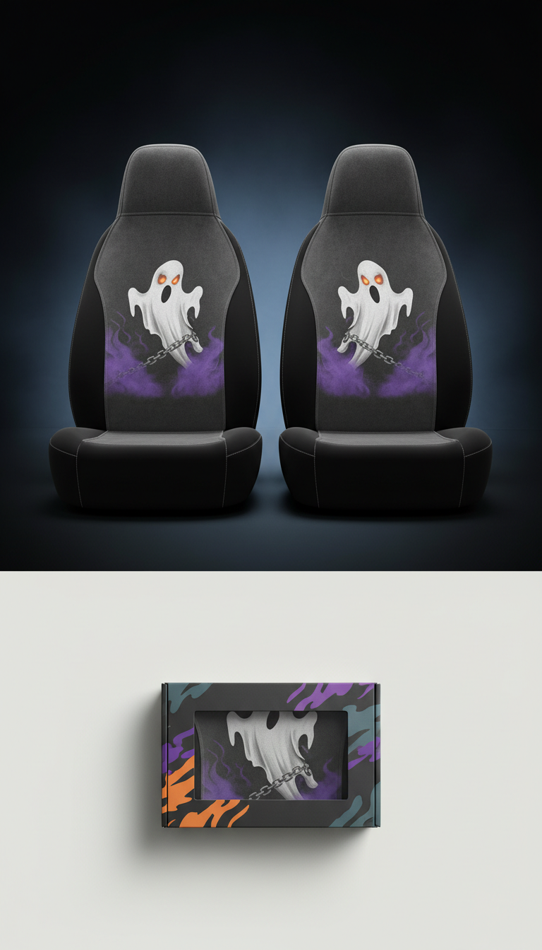 Haunted Ghost headrest cover pair