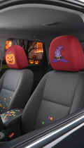 Trickster Red Headrest Covers with Horns