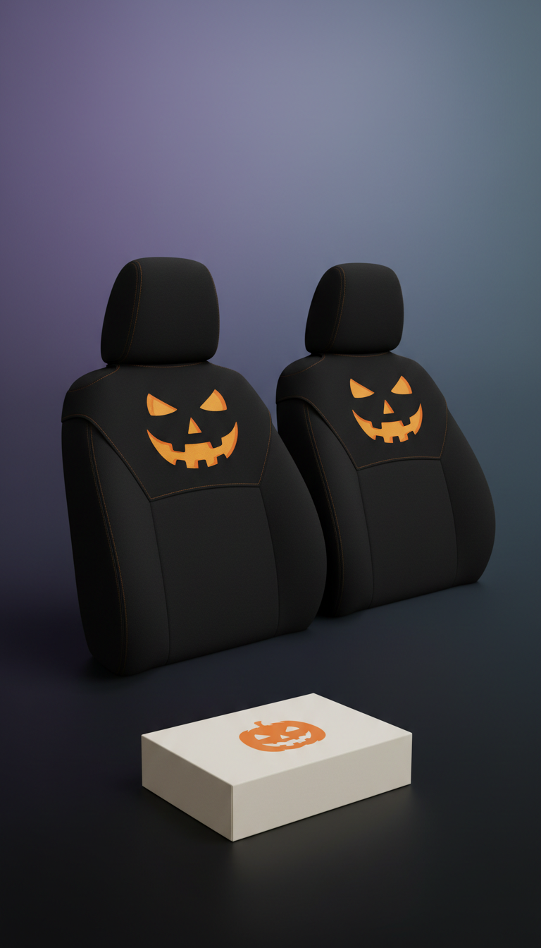 Jack O'Lantern headrest cover pair