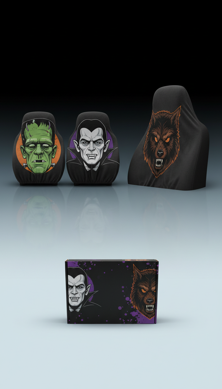 Classic Monster headrest cover pair